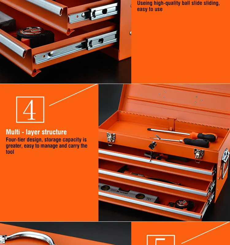 Professional Heavy Duty Tool Boxes Portable Tools Box Three Drawers