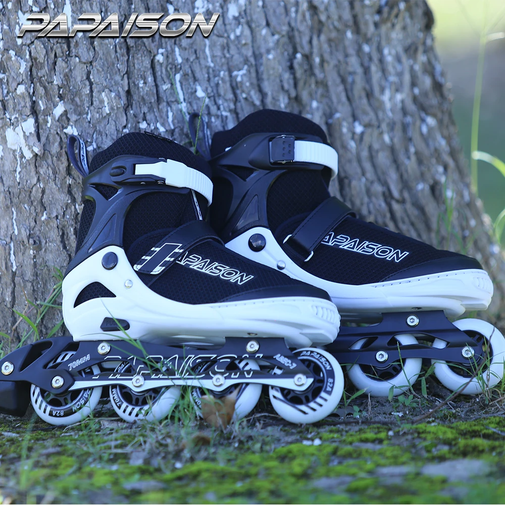 

PAPAISON Factory made directly sale 2019 popular white color skating cheap price inline roller skates PU 4 wheels, White/purple/red