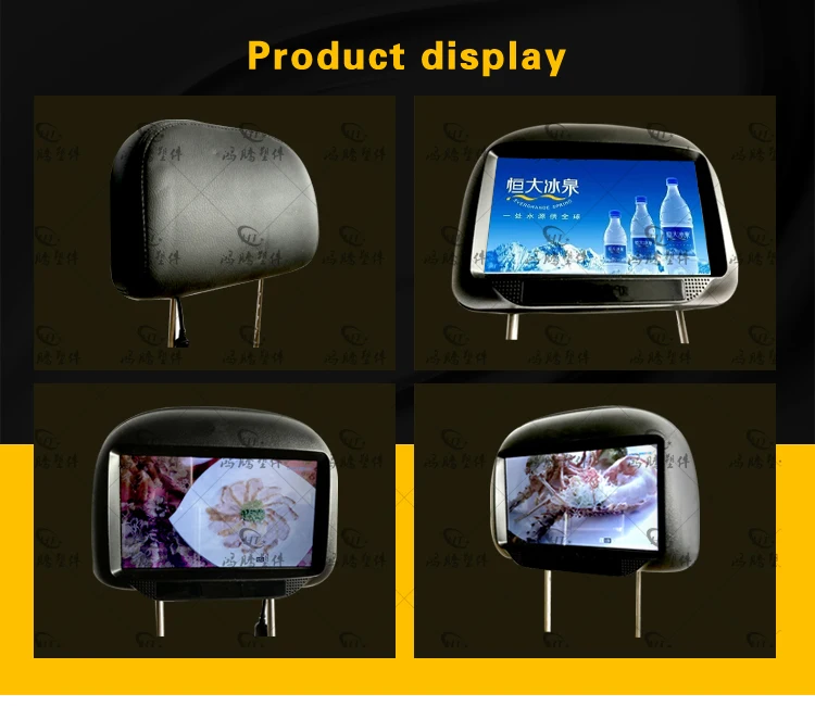 Wireless advertising player 9 Inch taxi headrest six video media ad player HD 3g wifi