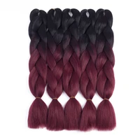 

Afro Box Braid Crochet Hair Synthetic Fiber Hair 100g/pack 24 Inch 5Packs Black-Wine Red 2 Tone Jumbo Braid Ombre Braiding Hair