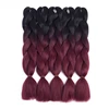 Afro Box Braid Crochet Hair Synthetic Fiber Hair 100g/pack 24 Inch 5Packs Black-Wine Red 2 Tone Jumbo Braid Ombre Braiding Hair