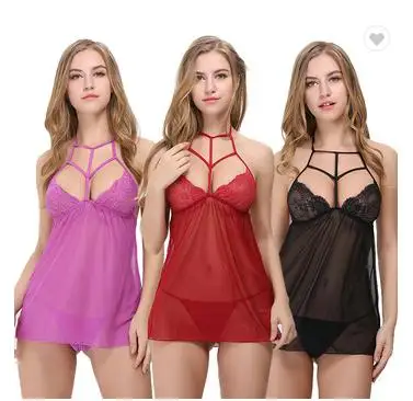 

New Fashion Naughty Purple Halter Neck China Lingerie sexy transparent pajamas Erotic Lingerie, N/a