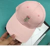Pink hat female han edition fair love hand embroidery curved eaves cap trend in summer bask in a baseball cap