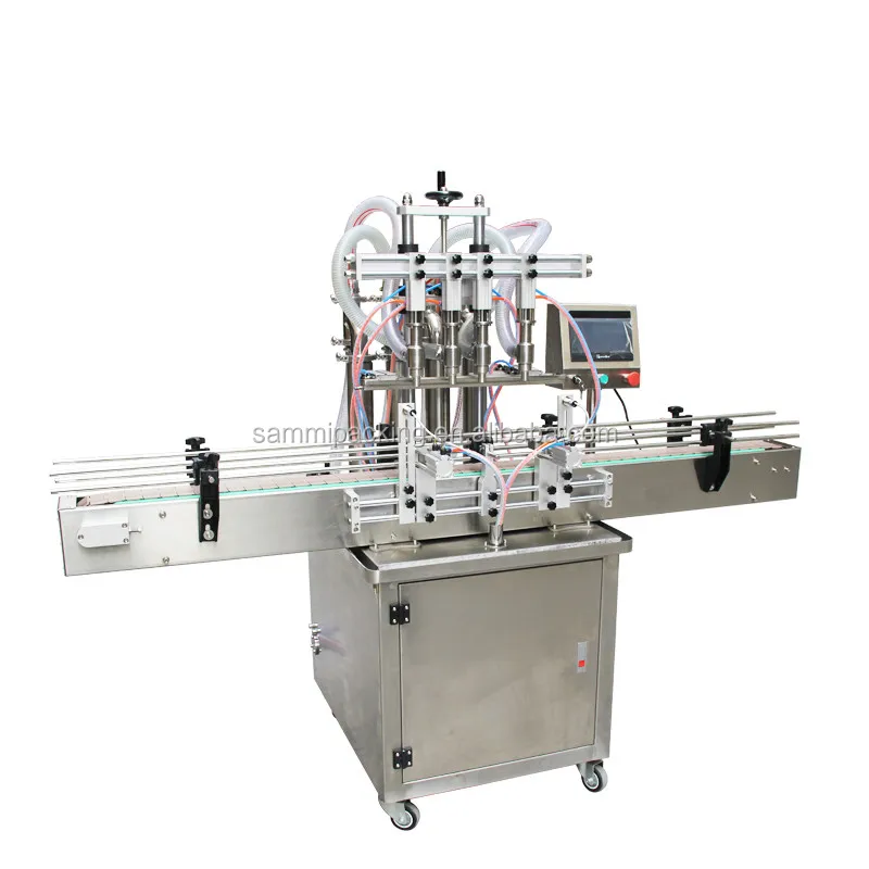 4 Nozzles Liquid Filling Machine Automatic Overflow Liquid Bottle ...