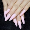 Light Pink Party False Nails Extra Long Faux Nails Thin UV GEL Stiletto Extremely Solid Color Nail Tips with Glue Sticker