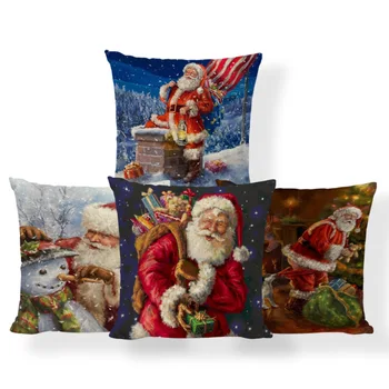 Santa Claus Xmas Natal Bantal Cover Manusia Salju Penguin Kamar