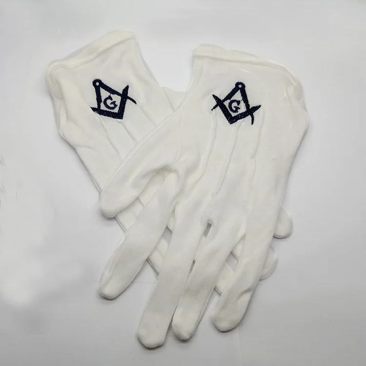 

Custom Logo Wholesale Cotton Masonic Regalia Gloves, White