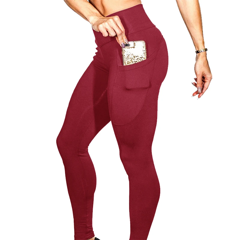 

Elastic high waisted womens gym yoga leggings with pocket, Customized colors