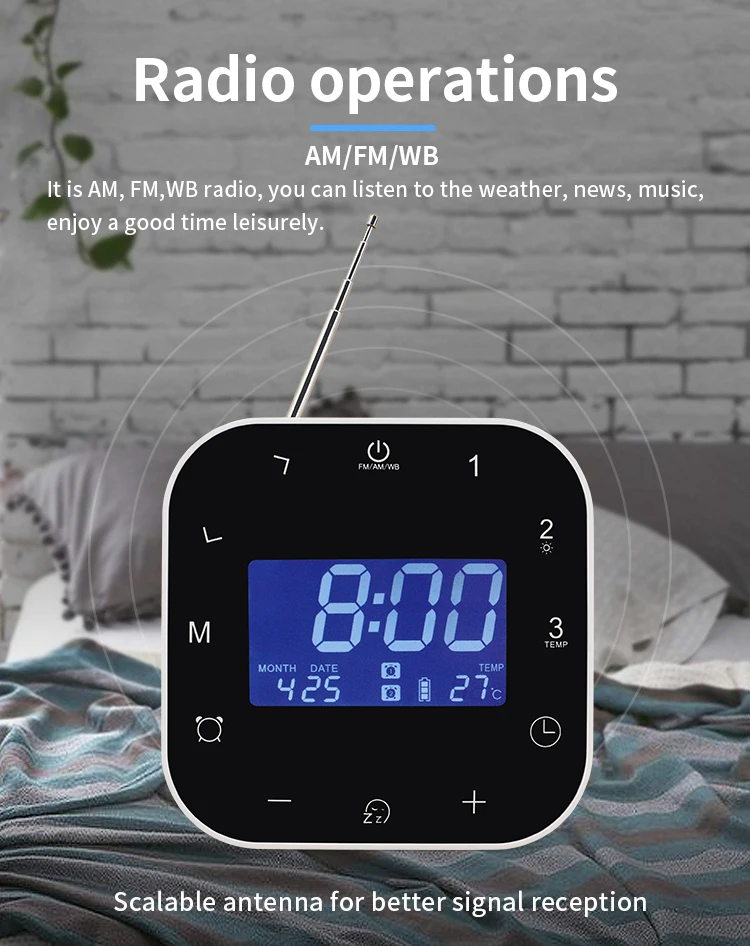 Easy To Read Clock Men Mini Dual Alarm Clock Pocket Digital Am Fashion Automatic tuning Radio Am Fm Storage memory Digital Clock