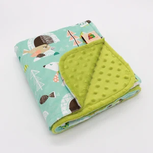 Fashion Design Animal Printed Minky Material Baby Receiving Blanket