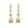 92941-fashion costume jewelry 18k gold long rhinestone earrings