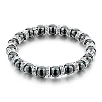 

Magnetic Black Hematite 8mm Bead Stretch Bracelet With Alloy Spacer Beads Hematite Bead Bracelet