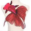 38*35 Big Fish Embroidered Patches Sewing for Clothes Applique Diy Accessory Suppliers Sticker Lace Neckline collar P744