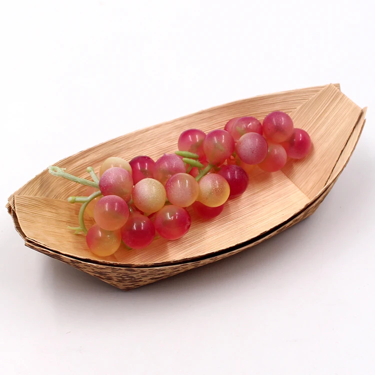 boat shape cheap Disposable bamboo dinner palm leaf plates
