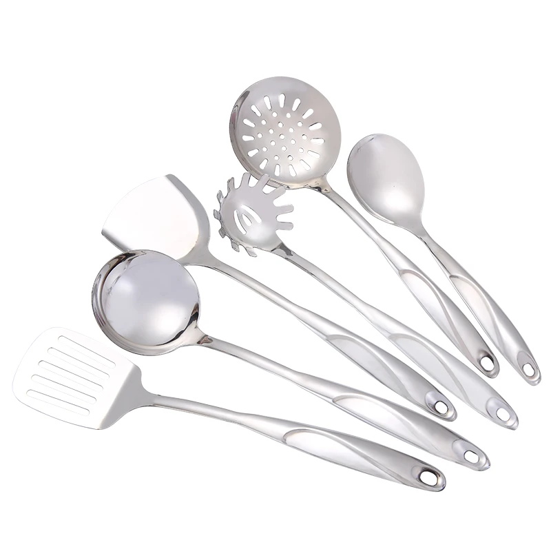 

Kitchenware Set Metal Stainless Steel Kitchen Tools Utensil Set of Six, Silver