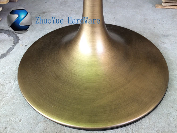 Antique style cast wrought iron table legs brushed bronze Round tulip table base For Eero Saarinen marble tulip dining Table