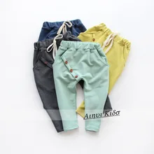 Free shipping new Hot sale 2015 Autumn girl and boy pants kids harem pants oblique buckle harem pants boys girls harem pants