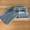 Wtih clear&paper lid Reliable quality 4 compartments 750ml restaurant and school use disposable aluminium foil food container