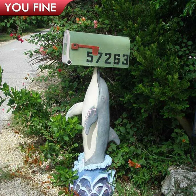 Chinese Suppler Garden Decorated Fiberglass Dolphin Mailbox For Sale