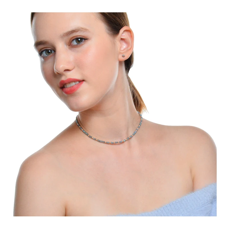 

Boho choker necklaces style retro simple handmade gemstone crystal beaded necklace for women's fashionable jewelry