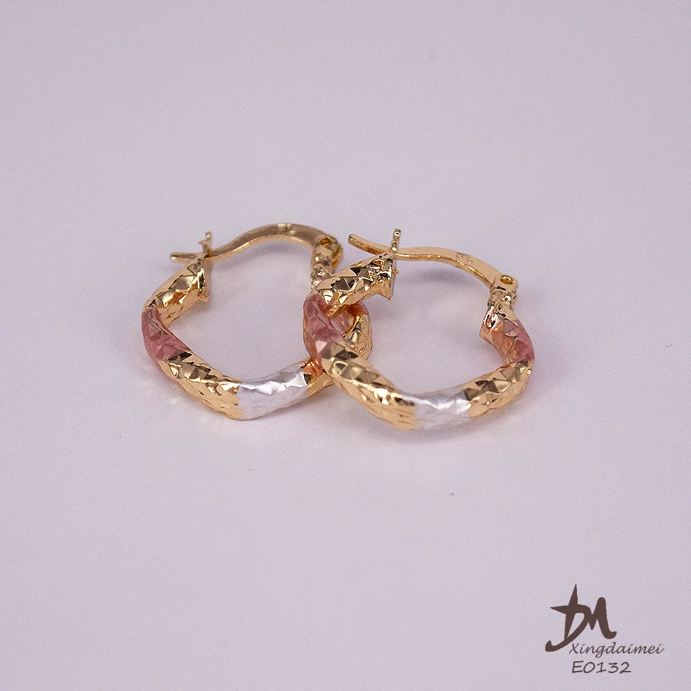 

three colors jewelry earring E0132, 18k gold,silver,rose gold