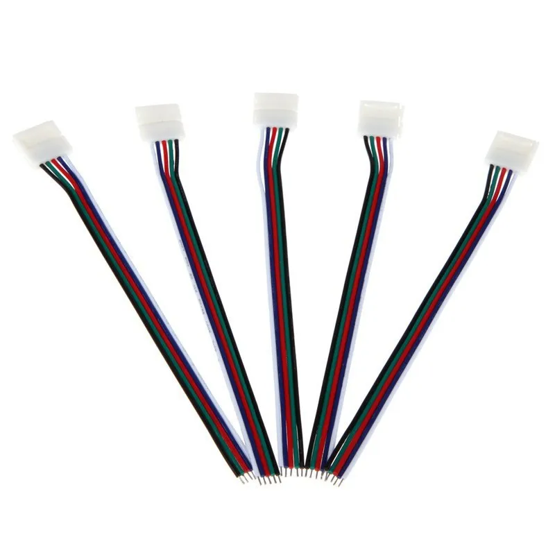 Solderless 5 Pin 10mm RGBW Extend Wire Cable Connector for LED RGBW Strip