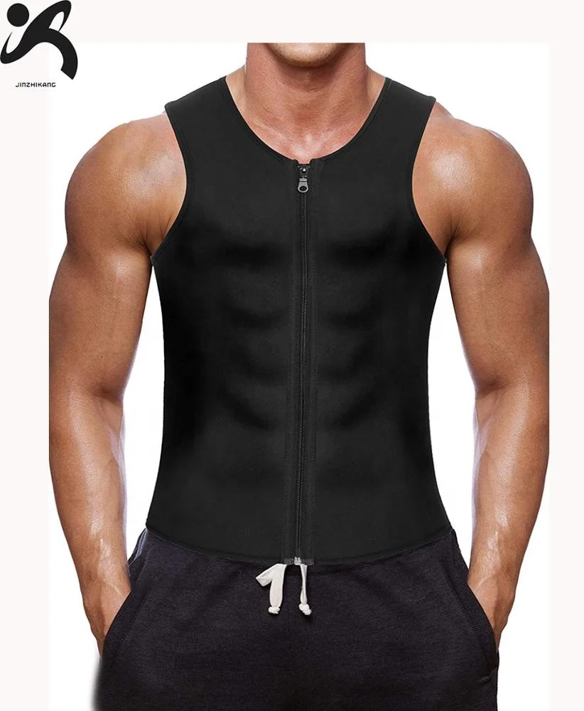 

Professional neoprene corset sauna zipper fitness men waist trainer vest for body shaper, Black