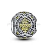 Gold Crystal Art Deco Charm 925 Sterling Silver Pave CZ Charm