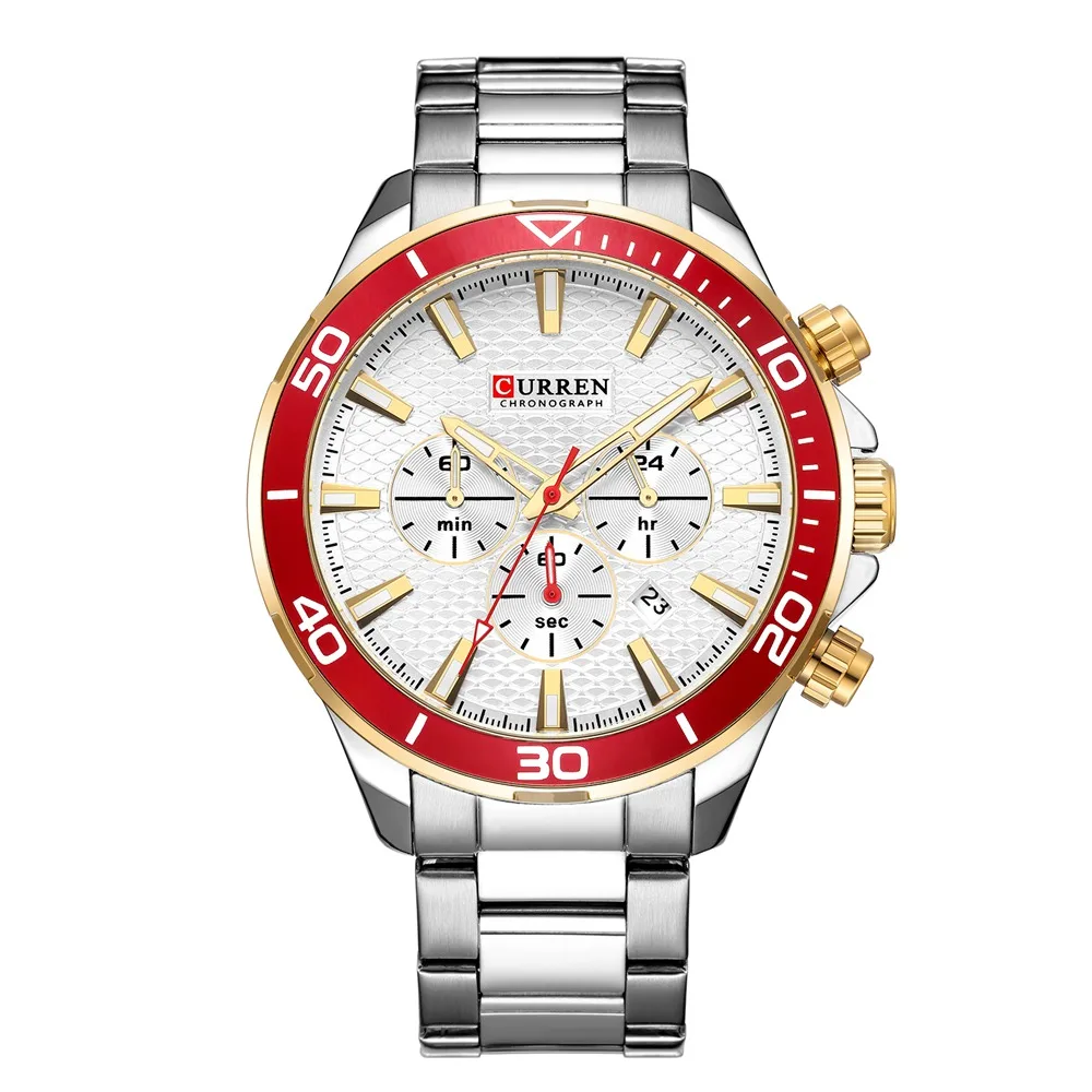 

Curren 8309 Brand Luxury Heavy Dial Business Date Analog Clock Stainless Steel Men Wrist Watches Sports Chronograph Quartz Watch