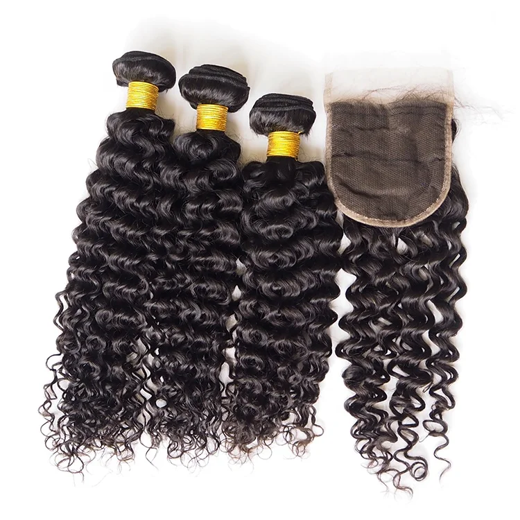 

10A Human Hair Burmese Curly Mink Bundle Hair With Closure