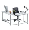 Bestfurni White Office L-Shaped Computer Desk ,Sturdy Table