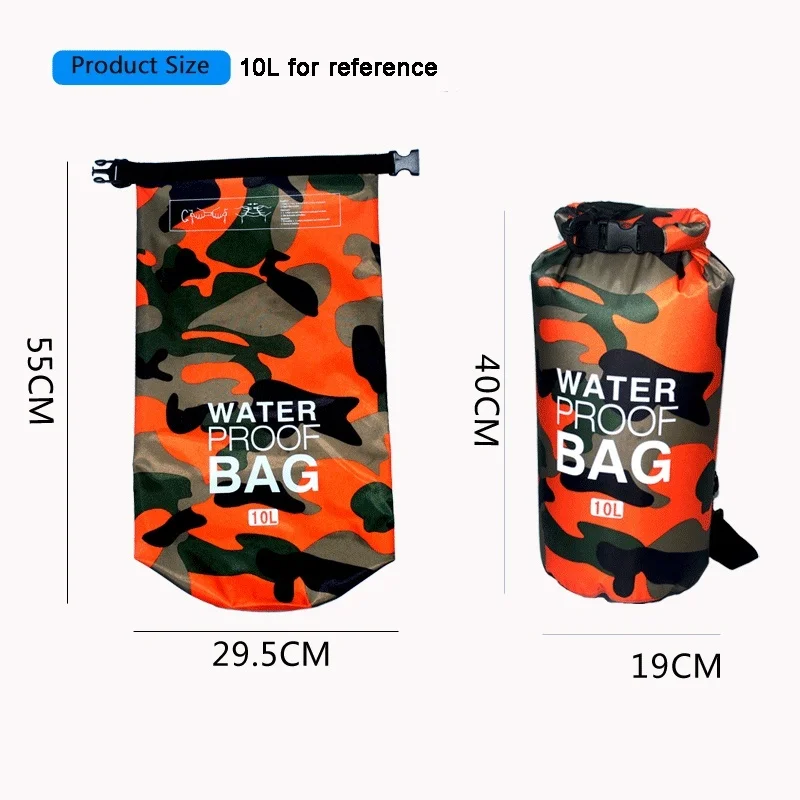 2/5/10/15/20L Outdoor Camouflage Rafting Diving Dry Bags Sack PVC Waterproof Bag 