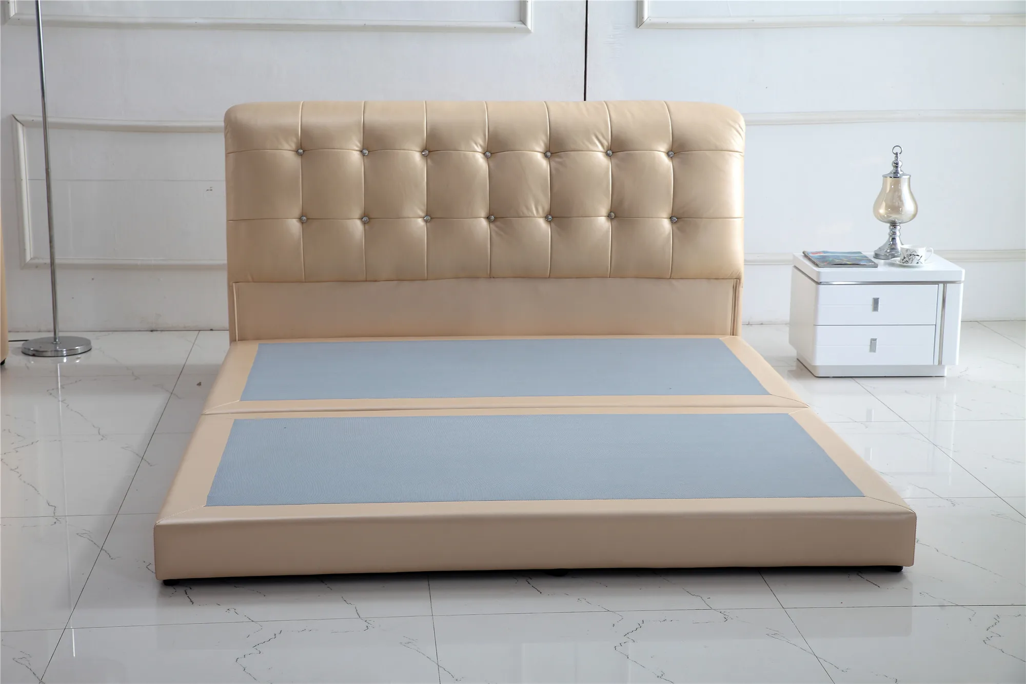 Modern genuine Leather double bed wedding bed bedroom set