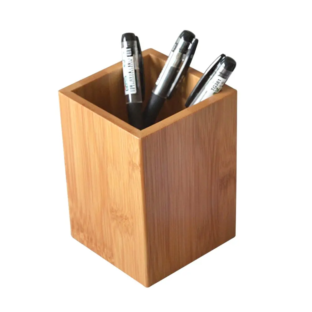 

Bamboo Wood Desk Pen Pencil Holder Stand Multi Purpose Use Pencil Cup Pot Desk Organizer, Natural