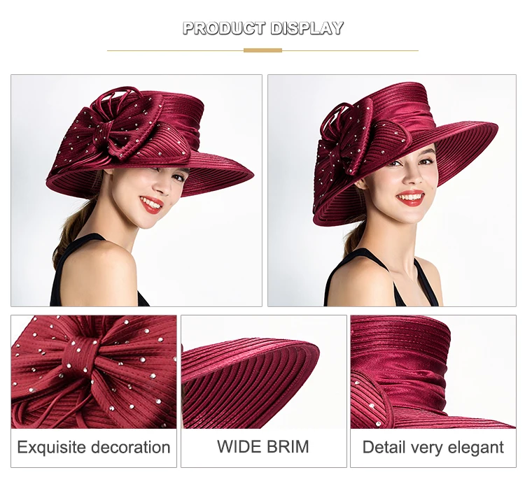 Hot Selling Ladies Satin Church Formal Hat With Bowknot And Customized ...