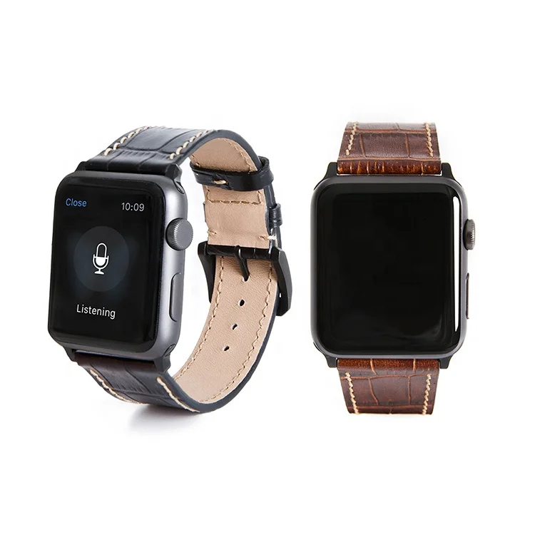 

Vintage Genuine Calf Leather Wristband Bracelet for 42mm Apple Watch Band Strap for iWatch Edition Series1 2 3 4, Black;red brown