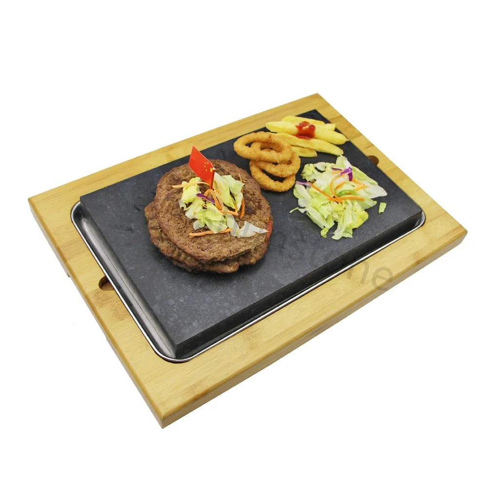 

Restaurant Barbecue Basalt Steak Stone for Cooking Hot Plate Best Price Steak Grill Cookware Sets Cooking Food Color Box Packing, Grey