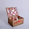 Classic cheap small handmade red rattan empty wicker food bread gift box tray storage willow product picnic baskets for 4 person