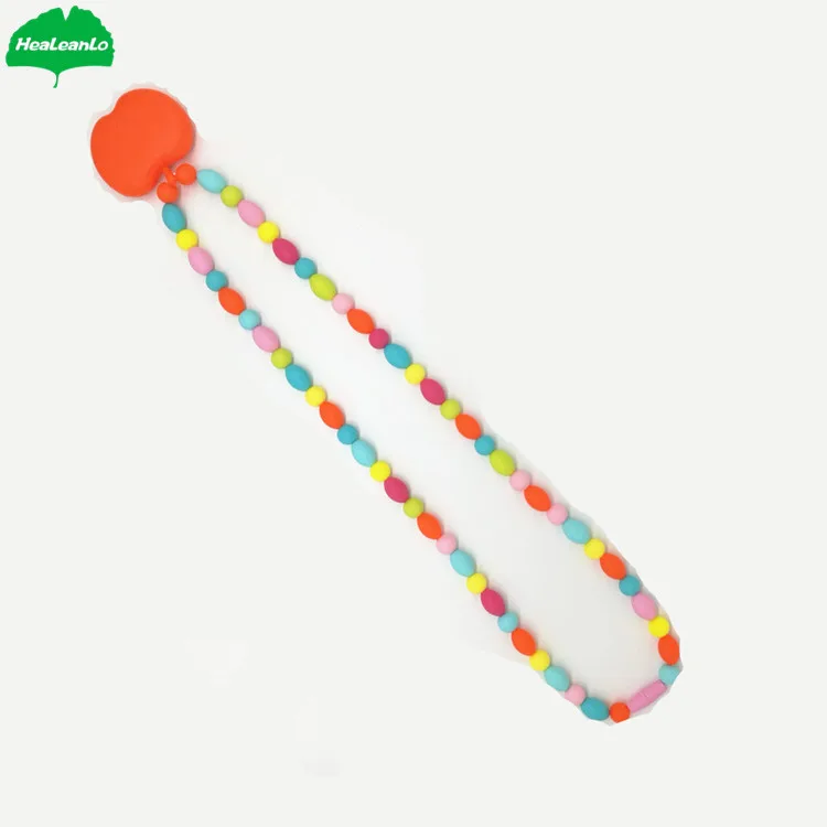 
Silicone Teething Necklace with Bead Shape Baby Teether Toddler Tooth Training Special Gift for Baby Free of FDA 