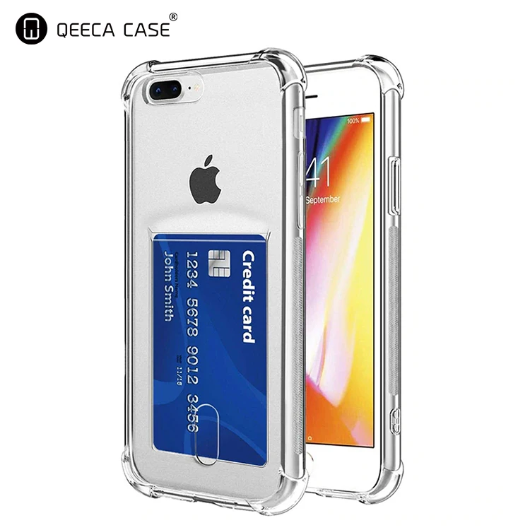 for iPhone 11 Pro Clear Case Card Holder, for iPhone 6 6S 7/8 Plus X/XS Max XR Cell Phone Case with Card Holder Transparent