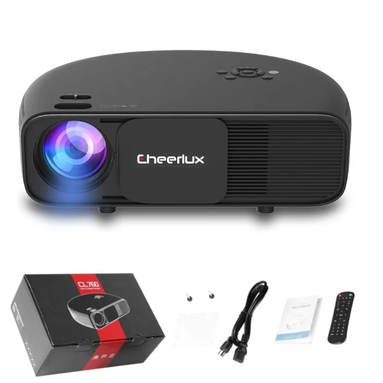 

Cheerlux Home Theater Projector LED Portable Proyector Full HD 720p Support 1080p 3D Video Projector 3600 lumens Hifi Speaker