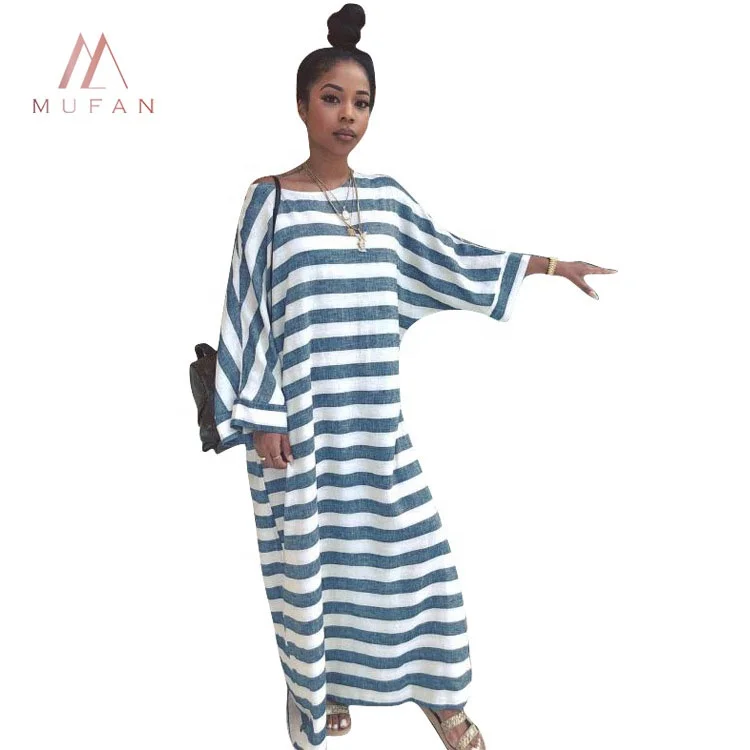 

Wholesale women hot sale loose long sleeve striped casual long t-shirt dress, Picture colors;or custom color