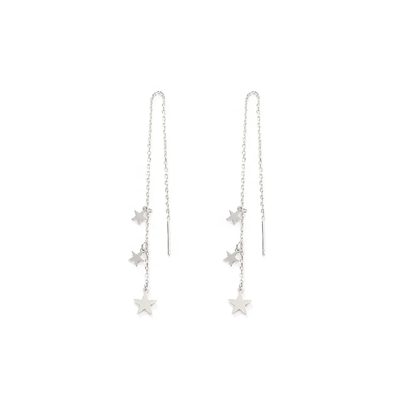

Wholesale long drop with five-pointed star sterling silver earring