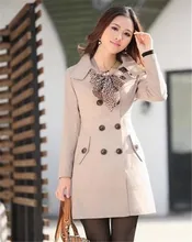 2013 spring fashion medium-long waist breasted trench solid color Womens Lady Double Breasted Long Jacket Scarf Coat Outwear