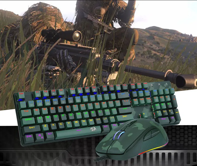 Latest Red Dragon S108 Wired Camouflage Color Gaming Keyboard And Mouse