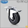 CASCOO 125/37.5 50 black solid rubber drywall cart trolley casters wheel with stopper for dustbins