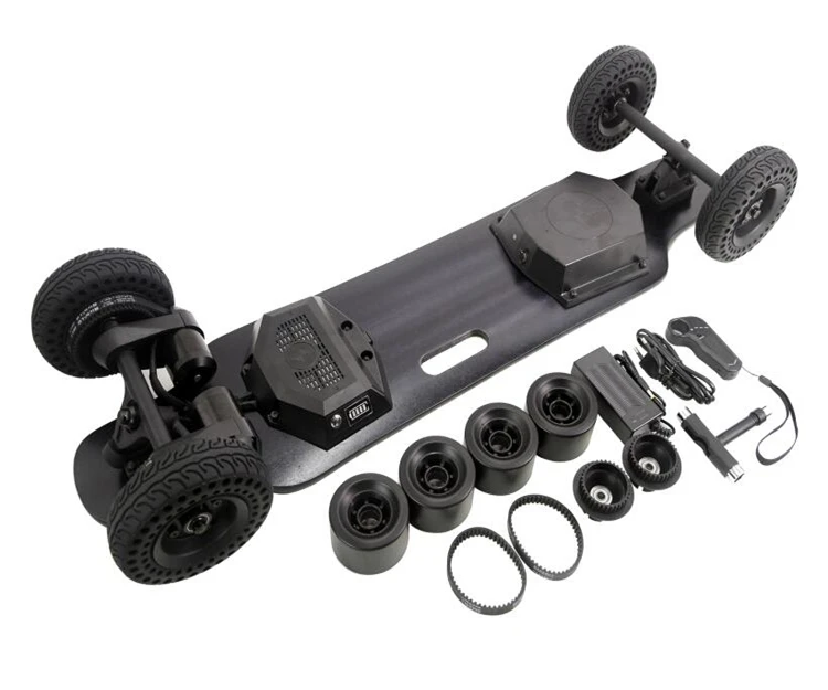 

On road and off road all terrain dual motor electric skateboard, Black