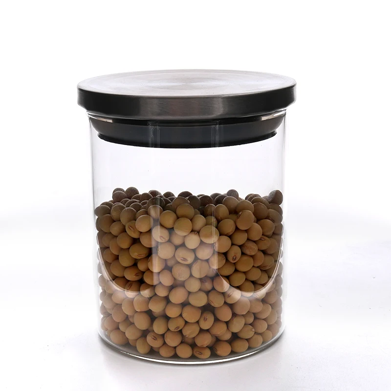 
Manufacturer glass tubing-made food grade glass storage jar with stainless steel lids 250ml-2100ml 