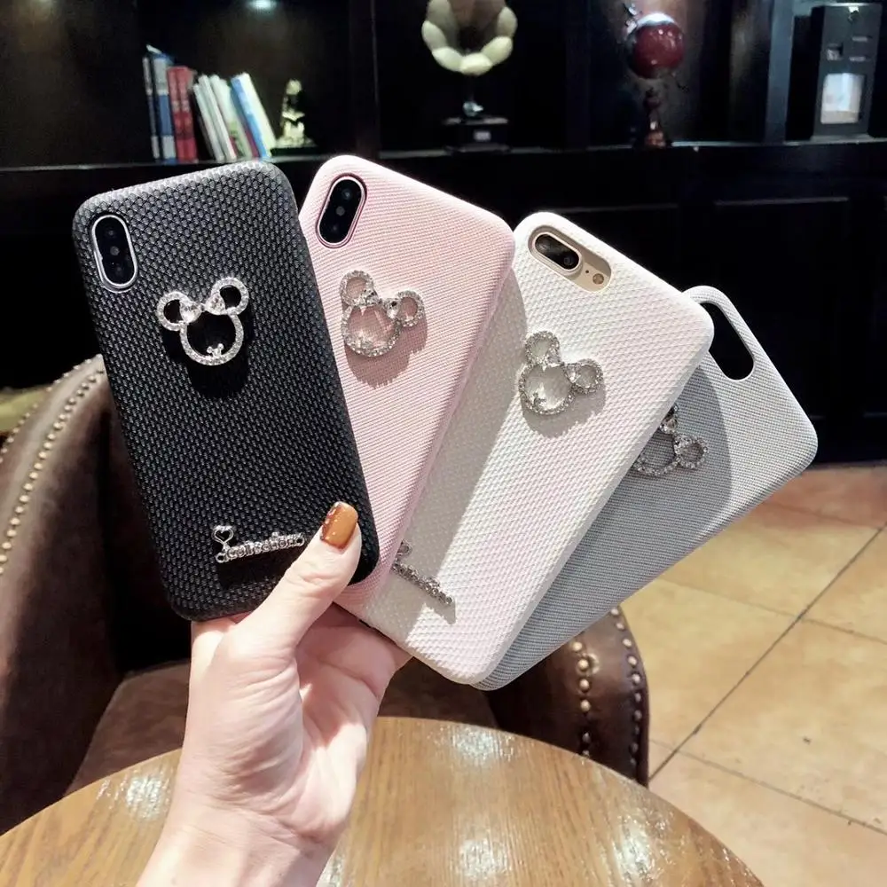 New PVC Manufacturers Accessories Wholesale Mobile Cover Cell Mickey Mouse cartoon drill Phone Case For iPhone X 7Plus 8 6 6S