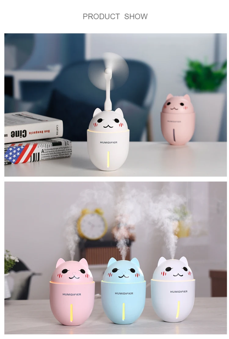 Novelty Gifts Cans Shape Mute Mini Humidifier Led Night Light Usb Fan